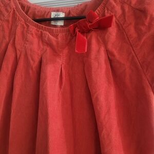 Mini Boden Dark Orange 100% Cotton Corduroy Kids Dress with Bow 13-14 Y